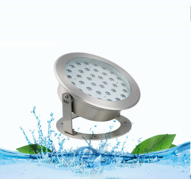 QuYie 304 Stainless Steel IP68 RGB Colorful LED Underwater Fountain Spotlight with Clip Fixture