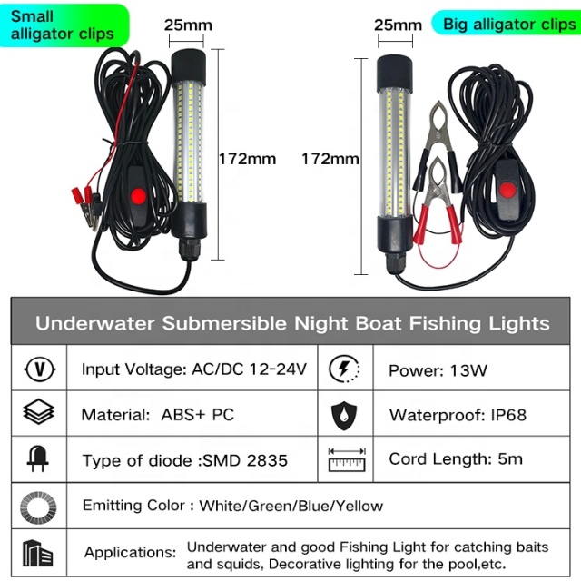 QuYie Ac/Dc12-24V 13W High Brightness Green Led Underwater Attract Fishing Light