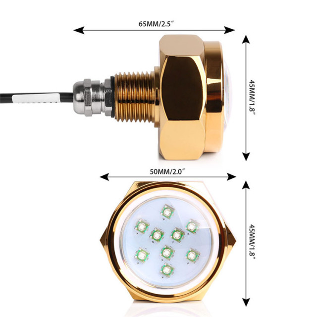 QuYie 12v Lighting Stainless Steel Navigation Light Marine Waterproof Underwater Drain Plug Boat Light