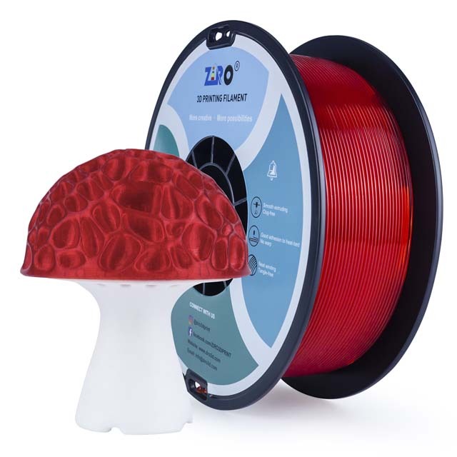 ZIRO PLA PRO Filament - Translucent colors, Translucent red, 1kg, 1.75mm