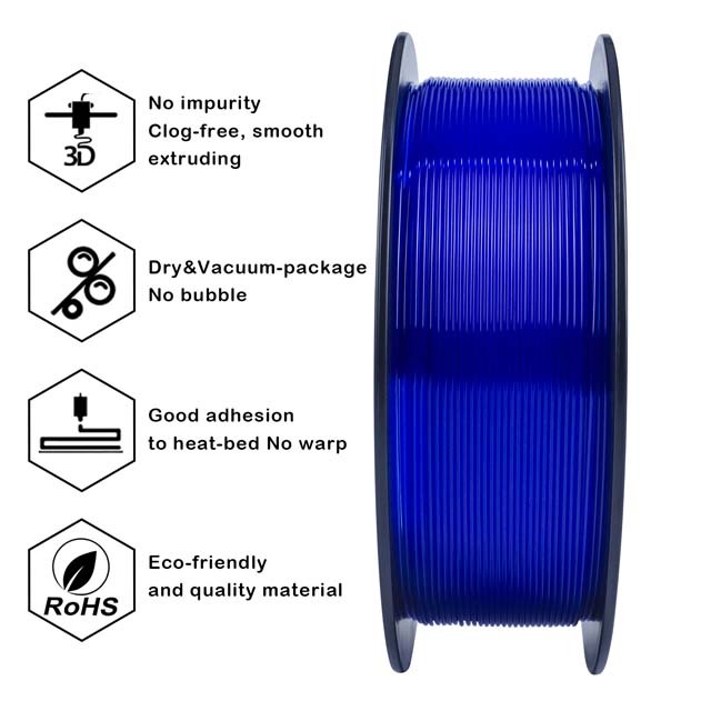 ZIRO PLA PRO Filament - Translucent colors, Translucent blue, 1kg, 1.75mm