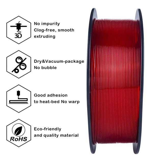 ZIRO PLA PRO Filament - Translucent colors, Translucent red, 1kg, 1.75mm