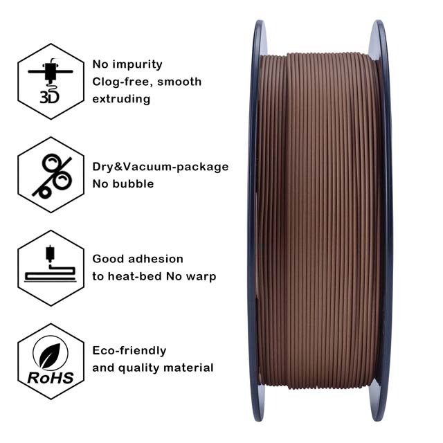 ZIRO Matte PLA Filament - Wood, 1kg, 1.75mm