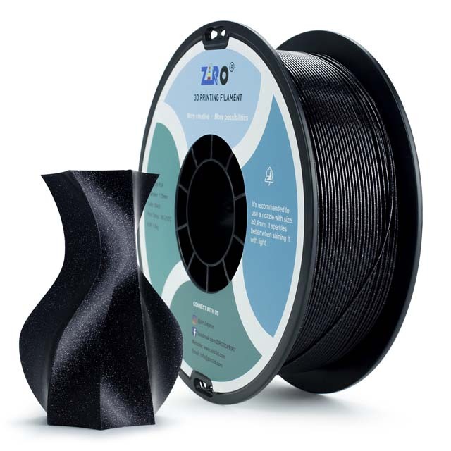 ZIRO Diamond PLA Filament - Black, 1.75mm, 1kg