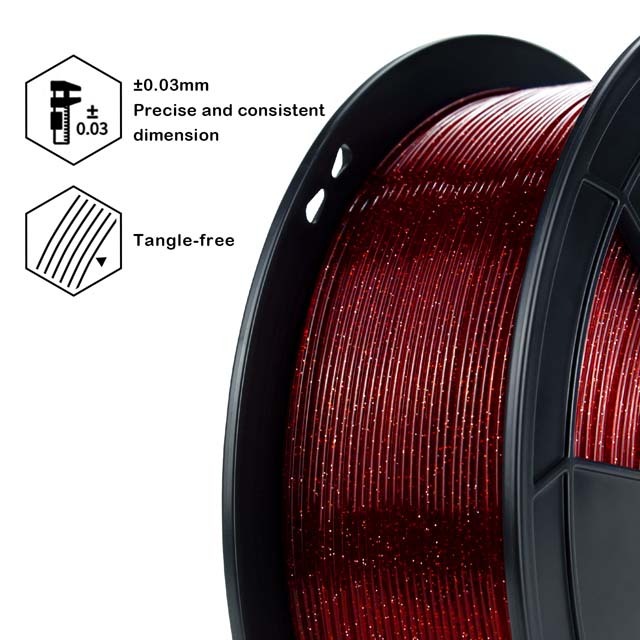 ZIRO Twinkling PLA Filament, Bright Red, 1.75mm, 1kg