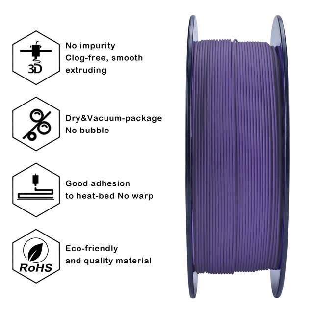 ZIRO Matte PLA Filament - Purple, 1kg, 1.75mm