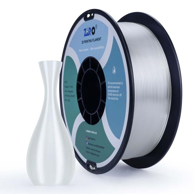 ZIRO PETG Filament - Transparent, 1kg, 1.75mm