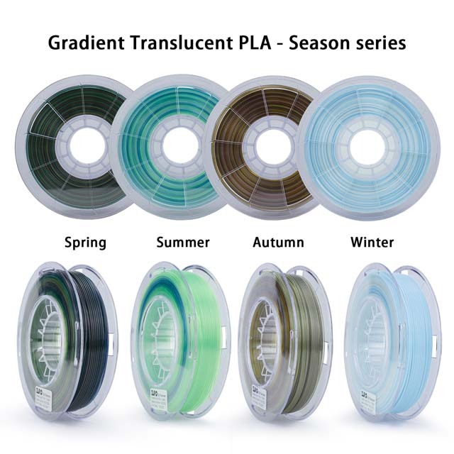 ZIRO Gradient Color Translucent PLA Filament - Season series, 250g*4rolls, 1.75mm