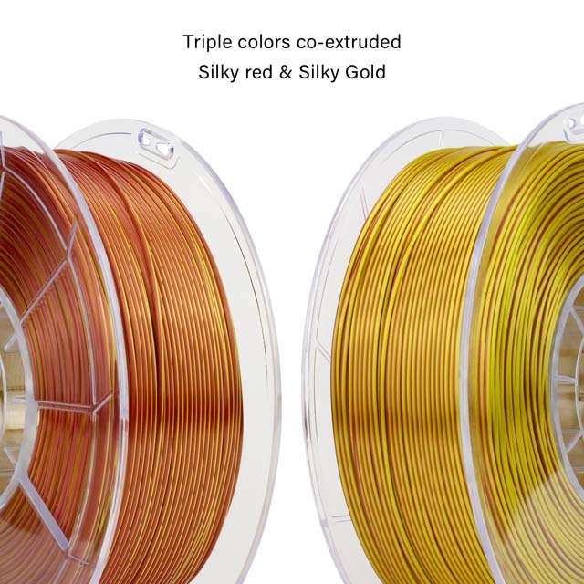 ZIRO Triple Color Co-extrusion Silky PLA Filament - 1kg, 1.75mm, Gold&Silver