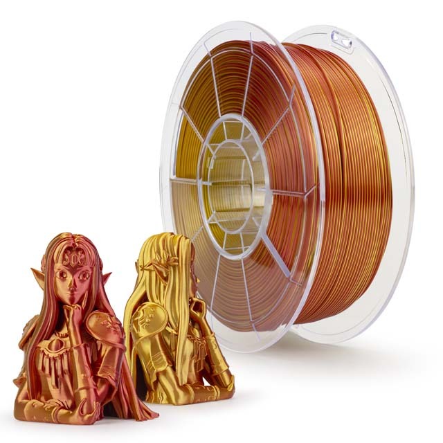 ZIRO Triple Color Co-extrusion Silky PLA Filament - 1kg, 1.75mm, Gold&amp;Red