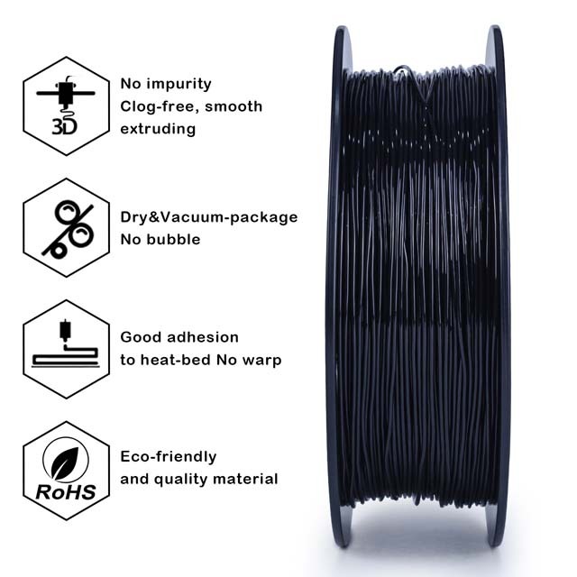 ZIRO Flexible TPU 95A Filament - 800g, 1.75mm, Black