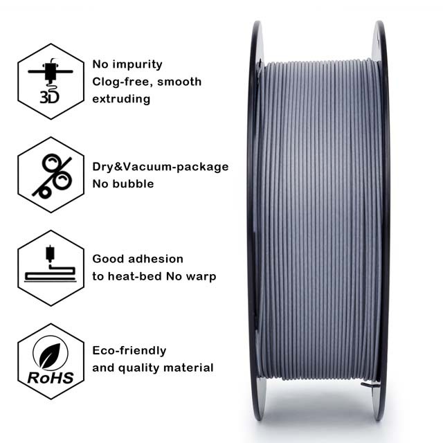 ZIRO Carbon fiber PLA Filament, 800g, 1.75mm, Space gray