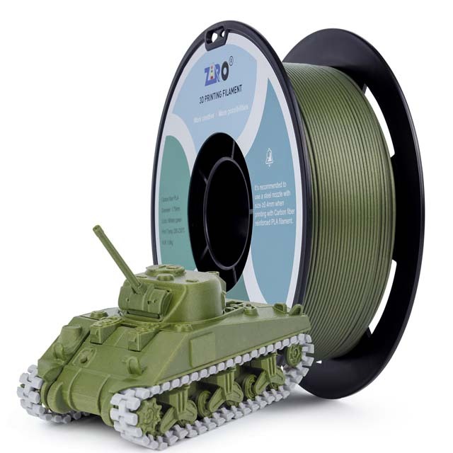 ZIRO Carbon fiber PLA Filament, 800g, 1.75mm, Military green