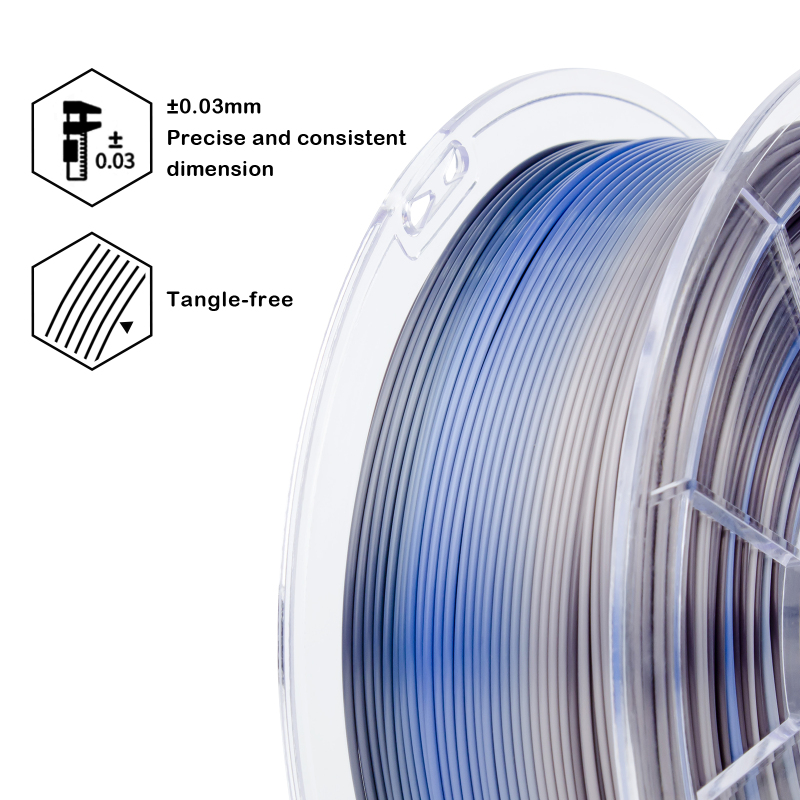 ZIRO Gradient (fast color transition) Silky PLA Filament - 1kg, 1.75mm, Personality - Steady