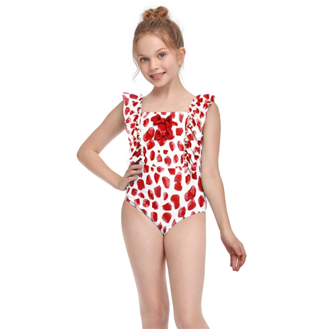 Girls Bathing Suit Swimming Beach Wear Toddle Aop One-Piece Swimsuit Bikini