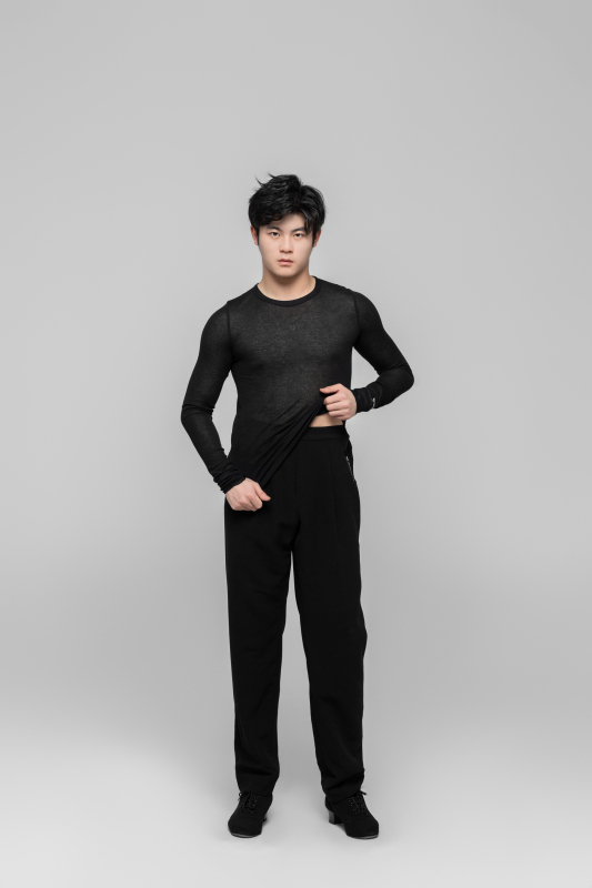 Men's double-rings Cool pants (textured black)