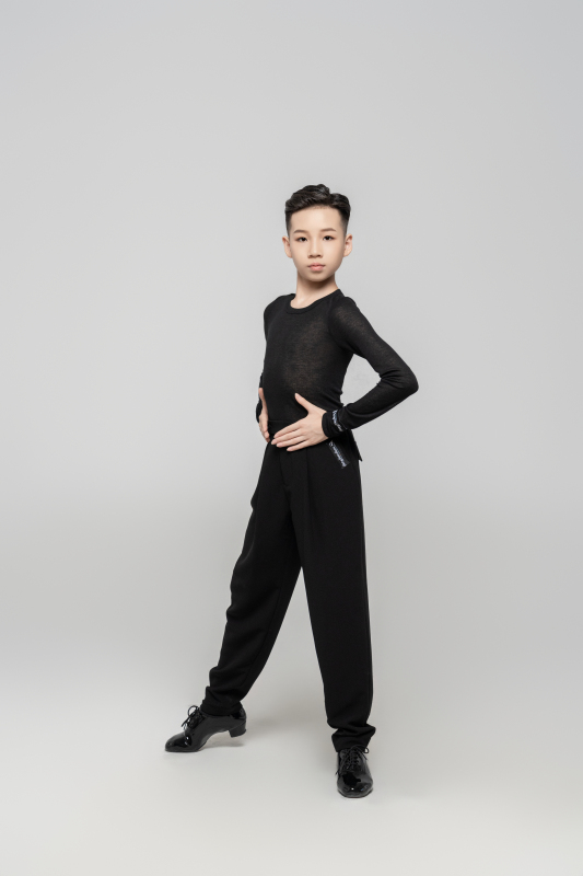 Boy's double-rings Cool pants (textured black)