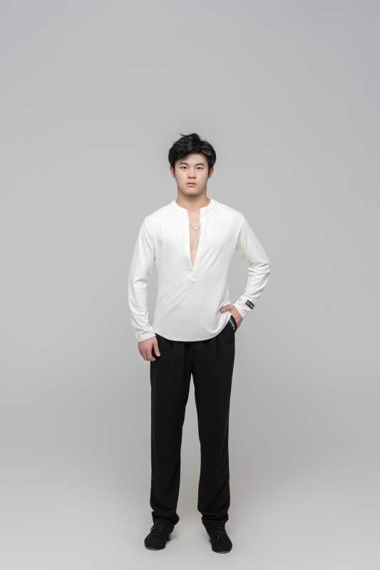 Men's Beauty Strip Button Top (White)