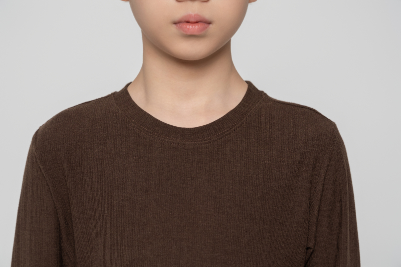 Boy's Beauty Strip Round Button Top (Brown)