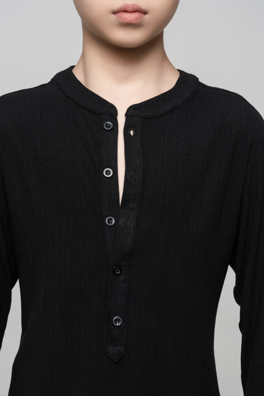 Boy's Beauty Strip Button Top (Black)