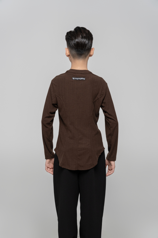 Boy's Beauty Strip Button Top (Brown)