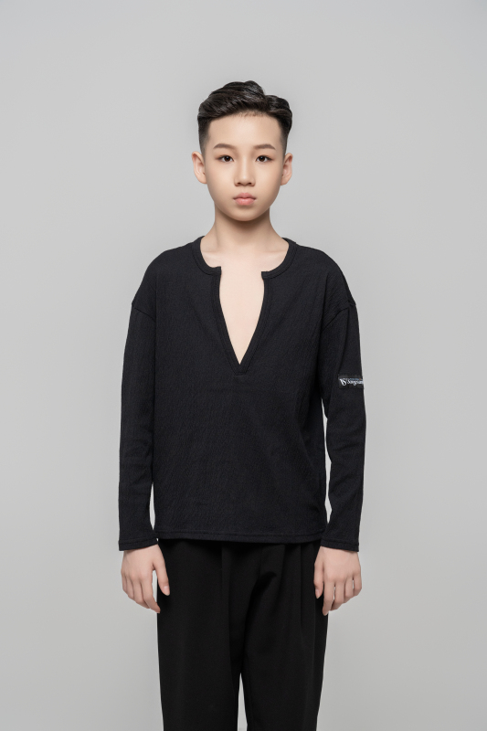 Boy's Textured Top (Black)