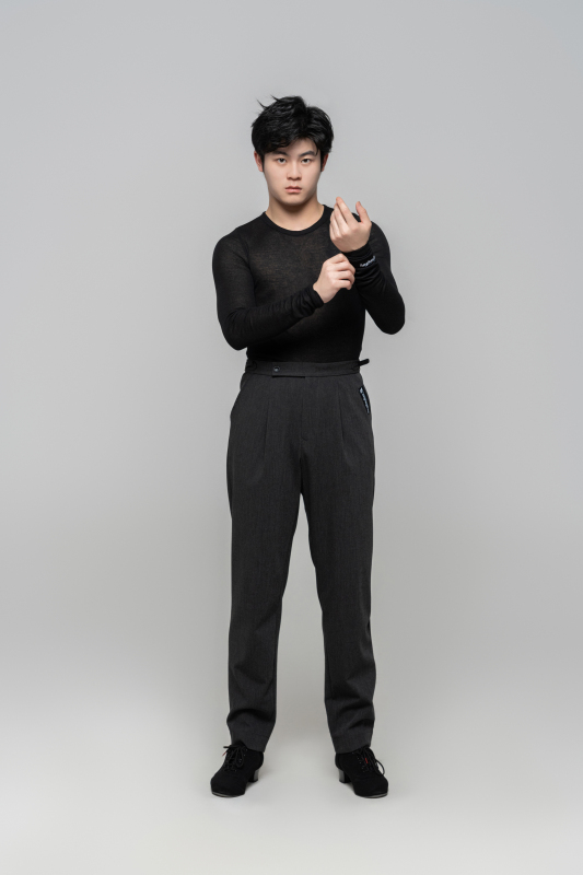 Men's double-rings Cool pants (Textured black)
