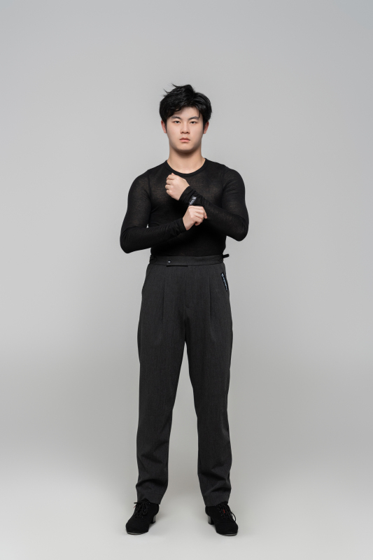 Men's double-rings Cool pants (Textured black)