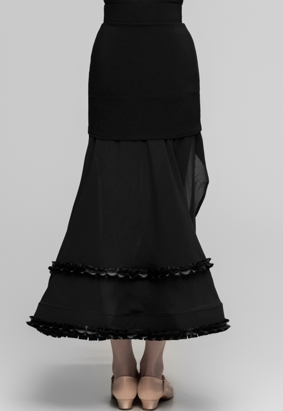 Pearl sleeveless cutout Modern skirt（Black）
