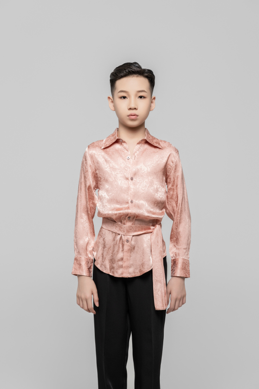 Boy Dark Embroidery pattern Shirt(Pink)