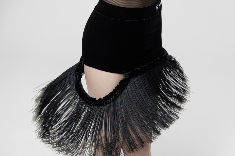 Velvet Irregular Tassels skirt