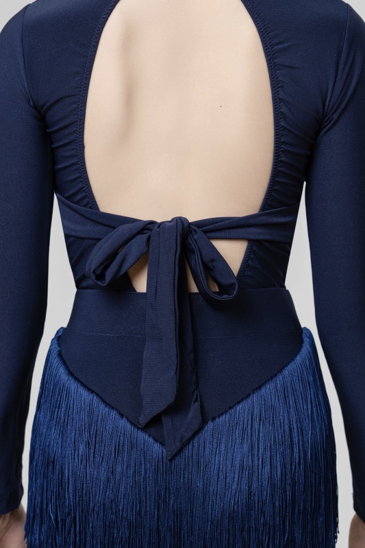 High Neck Backless Triangle Tassels suit（Navy Blue）