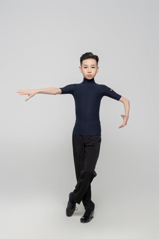 Boy medium sleeves high collar（Navy blue）