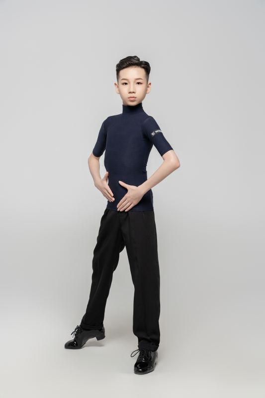 Boy medium sleeves high collar（Navy blue）