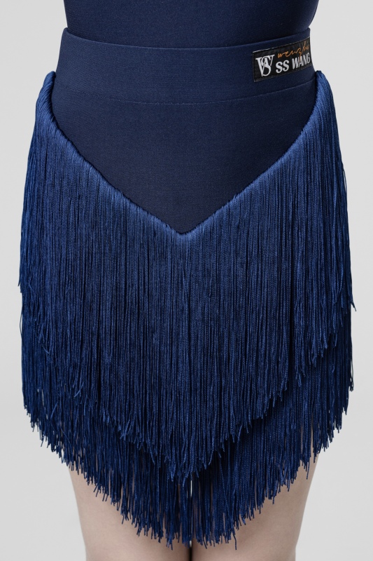 High Neck Backless Triangle Tassels suit（Navy Blue）
