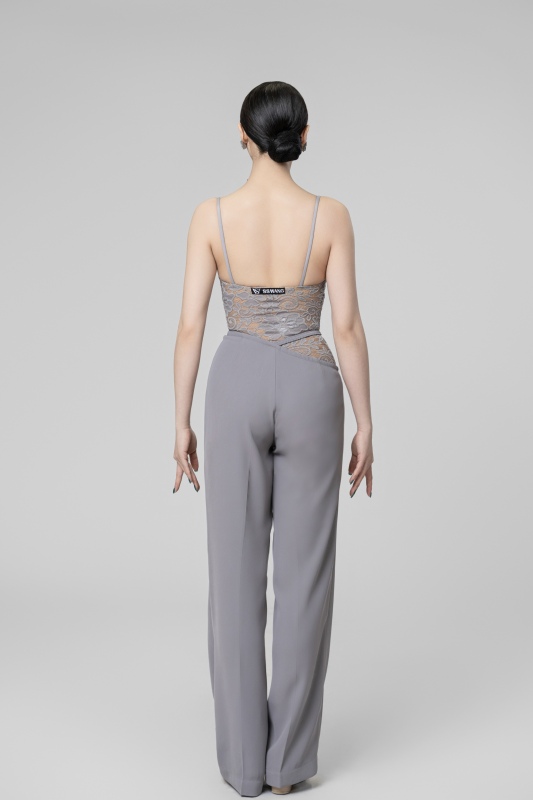 Velvet flared crotch trousers（Gray）