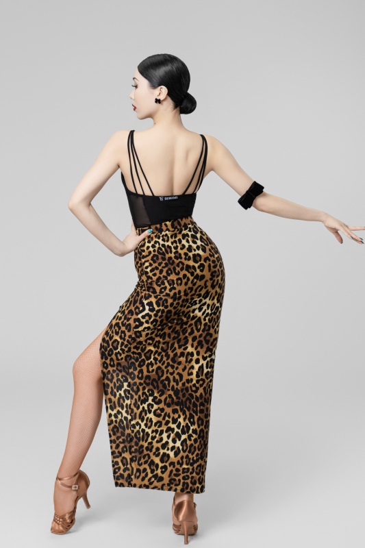 Leopard-print Bow Long Skirt