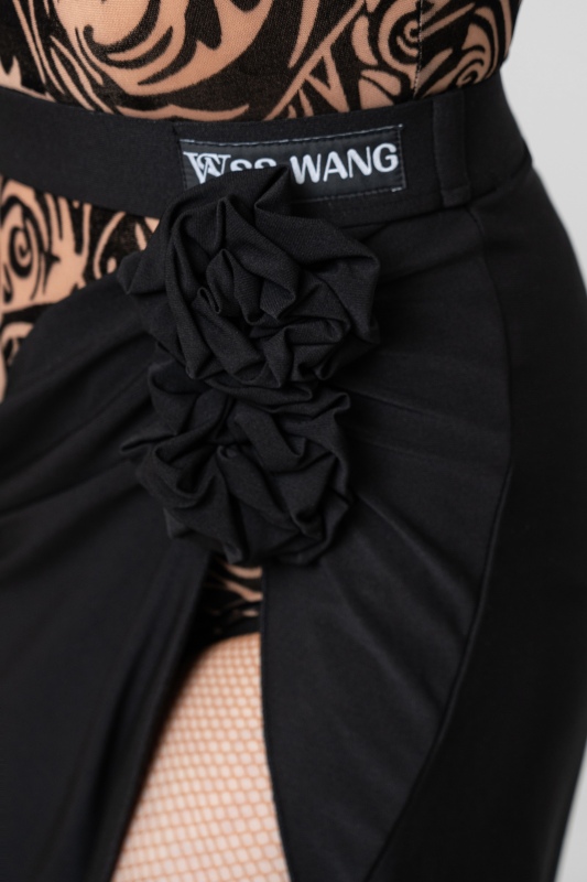 Two-flowers open hip slit skirt（Black）