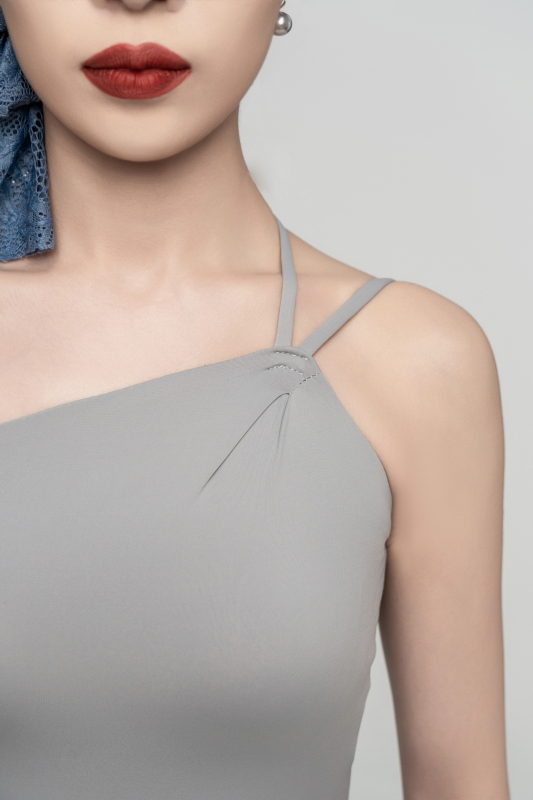 Women's off-shoulder detachable Bodysuit（Gray Blue）