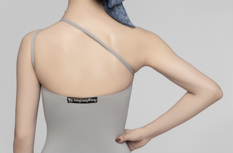 Women's off-shoulder detachable Bodysuit（Gray Blue）