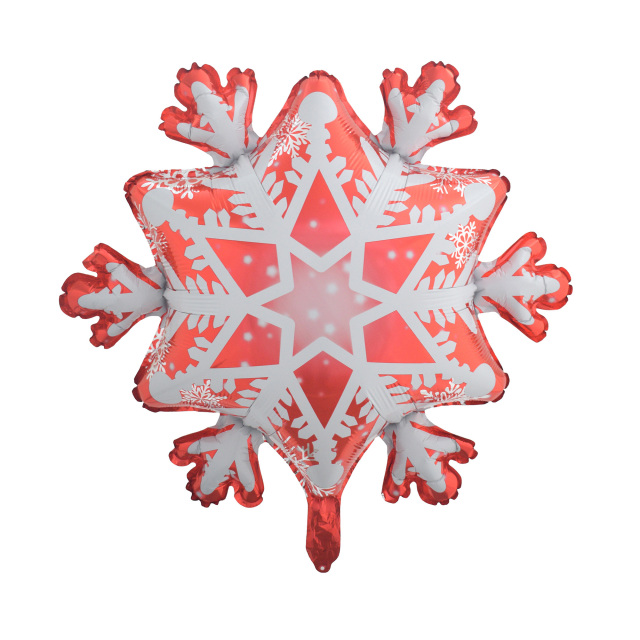 Foil Balloon Snowflake, Red, 70x72cm