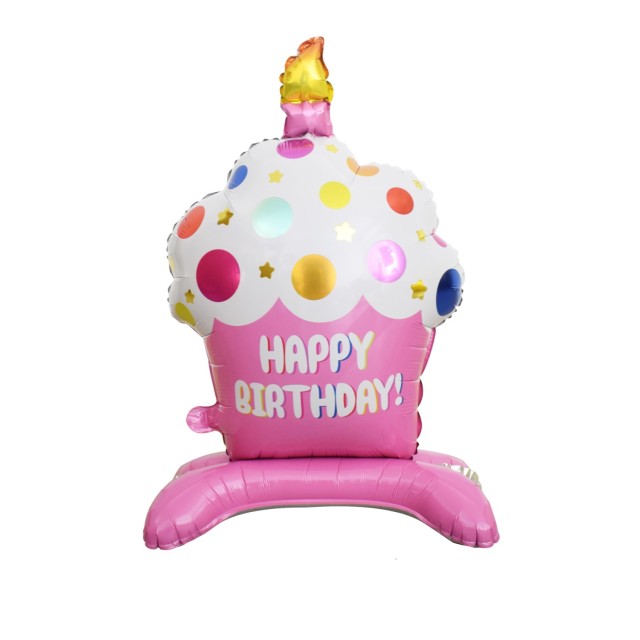 Standing Foil Balloon Cupcake, Pink, 48x88cm