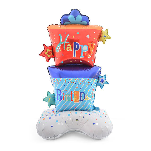 Happy Birthday Airfill Gift Box Shape Foil Balloon