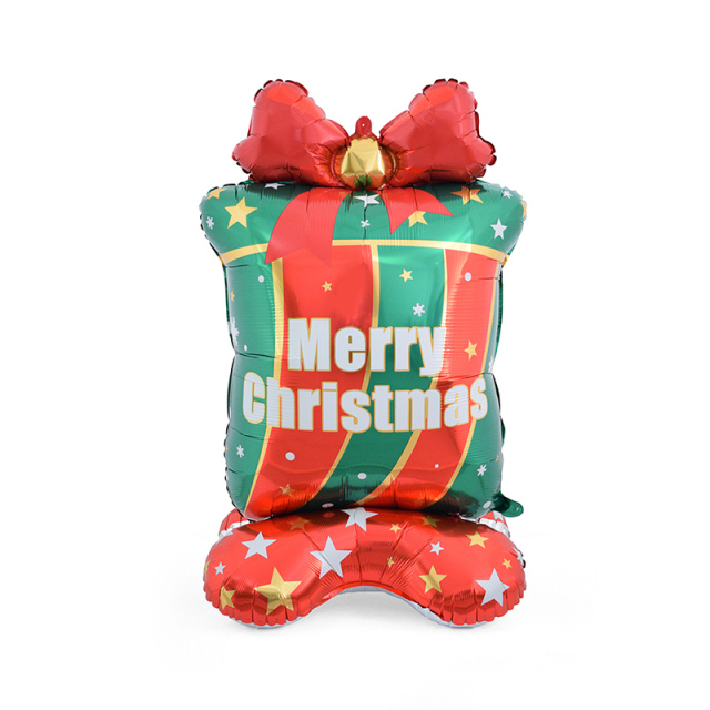 Merry Christmas Gift Box Balloon Christmas Background Decoration Standing Foil Balloon