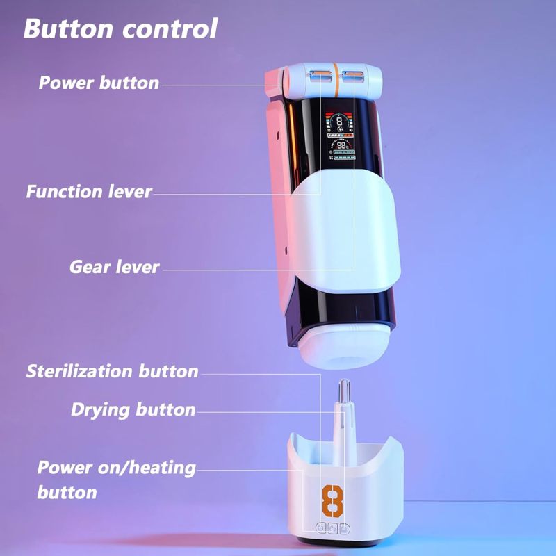 Voice Interactive Masturbator with 8 Rotary Telescopic & 5 Vibrating Modes & Heating Sex Toys Hands Free Pocket Pussy Adult Male Stroker 3D Textured Men’s Blowjobsex Machine