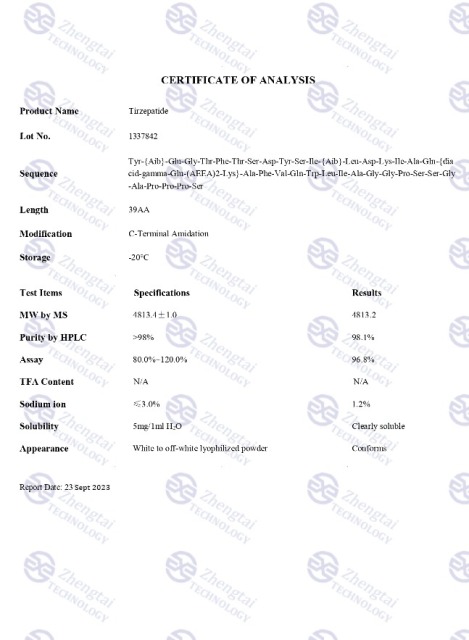 High Purity Tirzepatide Peptides Powder 5mg CAS: 2023788-19-2