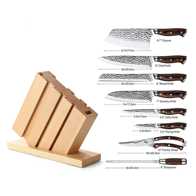 Hot Sales 9 Pcs Stainless Steel Kitchen Knife Set Pakka Wood Handle Kitchen Knife Set