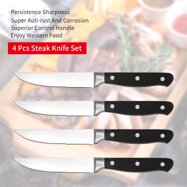 4 pcs High Carbon Kitchen knife Stainless Steel  Ultra-Sharp and Serrated Steak Knife set
