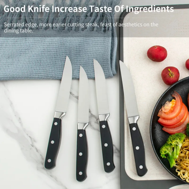 4 pcs High Carbon Kitchen knife Stainless Steel  Ultra-Sharp and Serrated Steak Knife set