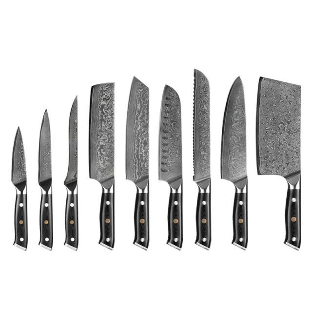 Professional 7 inch  Damascus Knife 67 Layers G10 Handle Damascus Steel Kitchen Santoku Knife